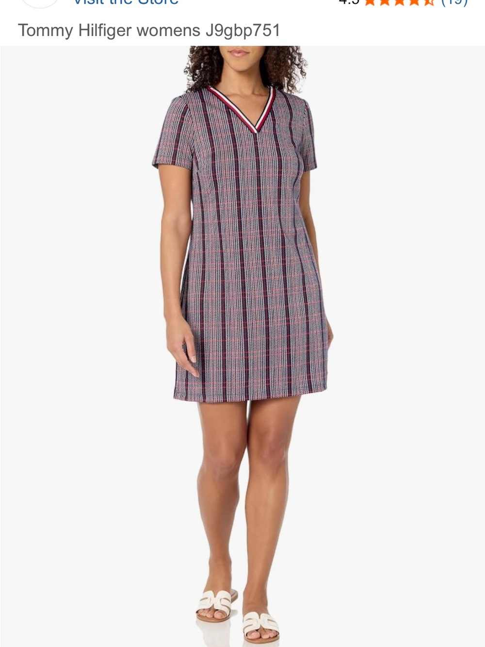 NWT Tommy Hilfiger Navy & Red Striped V‑Neck Shift Dress